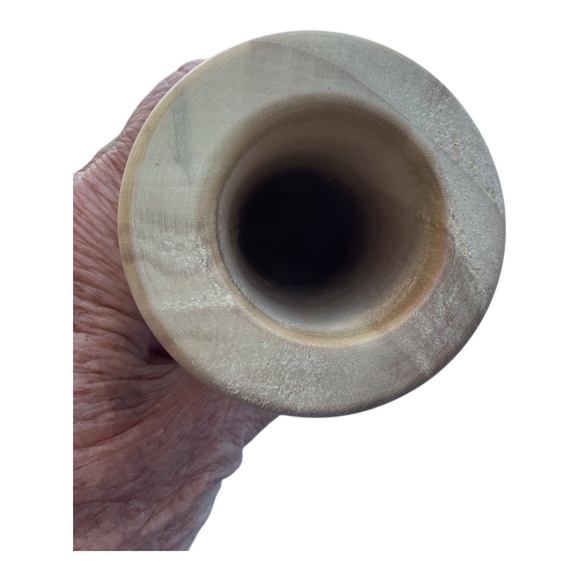 Hand Crafted Fruitwood Wood Vase Candleholder signed 7” tall unfinished - Picture 3 of 8